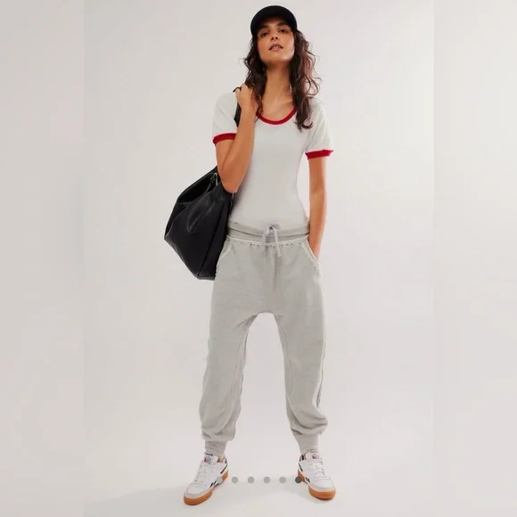 Free People Going For It Lounge Joggers in Heather Grey Combo - Picture 5 of 11